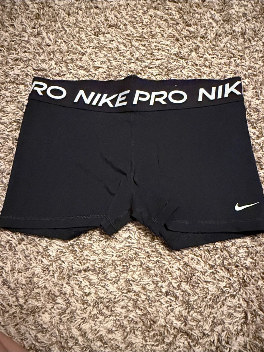 Nike Black Athletic Compression Shorts with White Logo